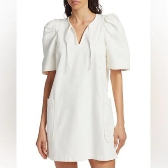 Citizens of Humanity Delilah Puff Sleeved White Denim Dress Sz XS - Picture 1 of 10